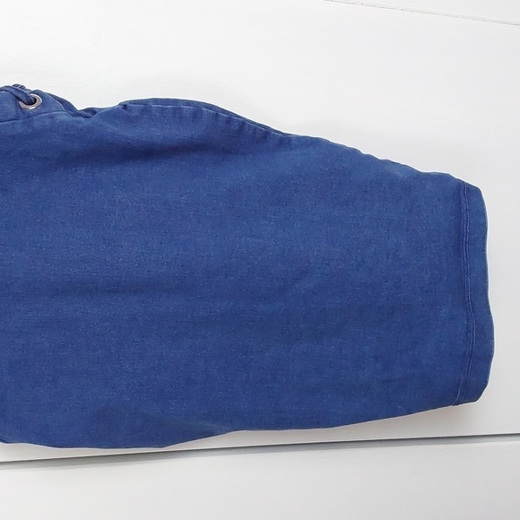 C'est Toi  Denim Mini Dress Deep V Side lace up grommets  Edgy sexy  Sz.S - Picture 3 of 10